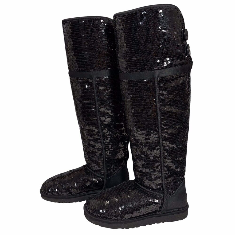UGG Black Sequin Over the Knee Boots